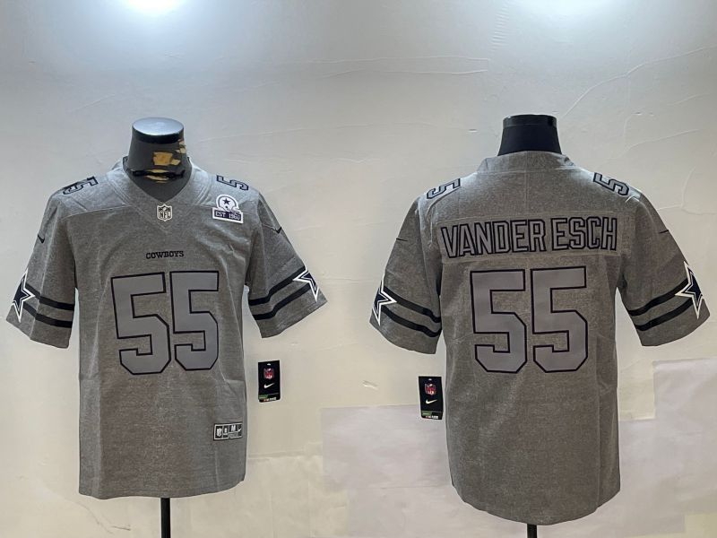 Men Dallas Cowboys #55 Vanderesch Grey Throwback 2024 Nike Limited NFL Jersey style 3